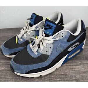 Nike Air Max 90 Blue Black Suede Mesh Sneakers Mens 9 DM0029-001